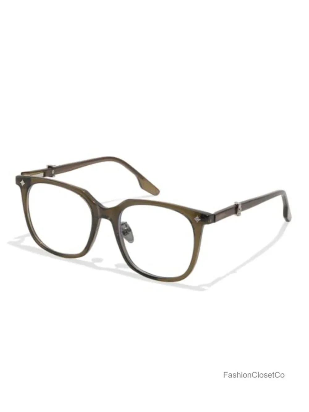 Oversized Square Blue Light Blocking Glasses TR90 Frame Metal Temple UV400